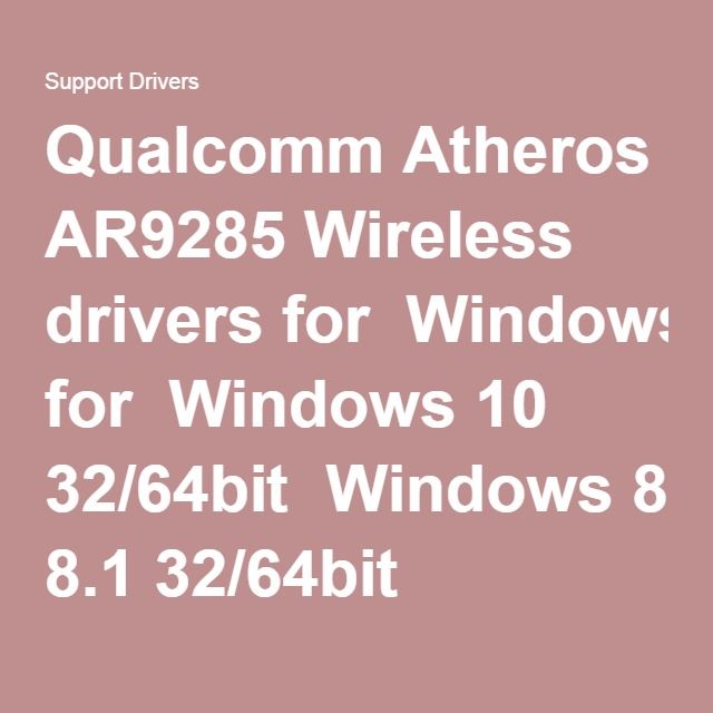 Qualcomm atheros ar9285 specs